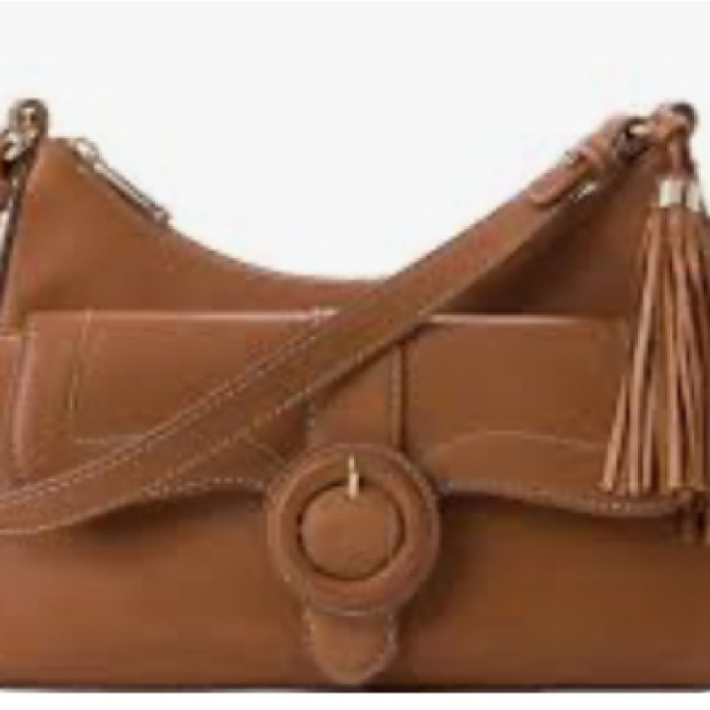NWOT Brahmin Esme Leather Shoulder Bag Purse Saddle Strap Tan